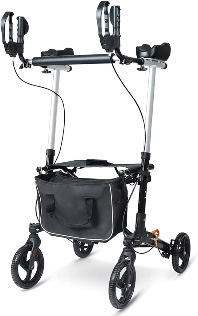 Lightweight Rollators 4 Wheels with Seat, Upright Mobility Walker with Forearm Support Backrest Handbrake, Aluminum Walking Walker Aid for The Elderly​ 